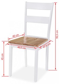 5 részes fehér MDF és gumifa étkezőgarnitúra