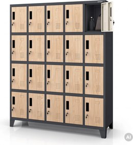 BHP szociális szekrény rekeszekkel, antracit / sonoma tölgy, 1360x1720x450 mm: ROBERT Eco Design