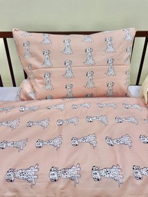 Pamut gyereklepedő Kutya rózsaszín TiaHome - 1x Párna 90x70cm, 1x Paplan 140x200cm