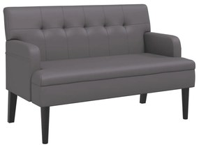 szürke műbőr pad háttámlával 112x65,5x75 cm