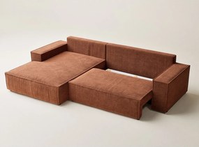 Rézszínű zsenília kinyitható-tárolóhelyes sarokkanapé (bal oldali-heverő résszel) Maze – Maison de Rêve