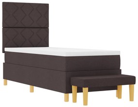 Bonell rugós ágy matraccal és paddal Sötétbarna 80x200 cm Szövet
