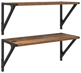 vidaXL Falpolcok polcokkal 2 pcs Öreg fa 60 x 25 x 25,5 cm Faanyag
