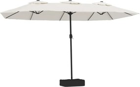 vidaXL homokfehér dupla tetős napernyő LED-ekkel 449x265 cm