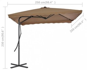 tópszínű kültéri napernyő acélrúddal 250 x 250 cm