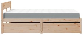 tömör fenyőfa ágy fiókokkal és matraccal 120 x 200 cm