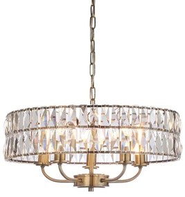 Endon 106244 - Láncra szerelhető CLIFTON csillár 5xE14/6W/230V sárgaréz/tiszta