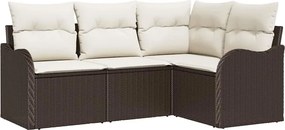 vidaXL Kerti Kanapé Szett tárolóval 4 pcs Barna polirattan