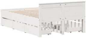 fehér tömör fenyőfa fejtámlás ágykeret matrac nélkül 120x200 cm