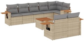 vidaXL 9 részes szürke polyrattan kerti ülőgarnitúra párnákkal