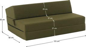Összecsukható matrac/fotel, 2v1, olivazöld, VEDIS
