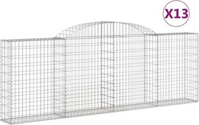 vidaXL 13 db íves horganyzott vas gabion kosár 300 x 30 x 100/120 cm