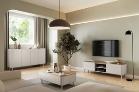 Elivo komód 200 cm négyajtós lábakon - kasmír / olajozott tölgy