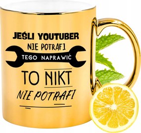 Arany csillogó bögre Youtubernek Ajándék Nyomtatott Fotóval