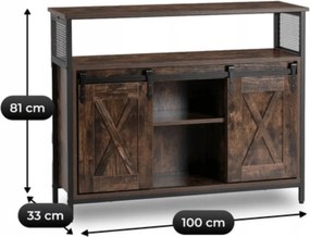 Komoda ARLO 100 cm z Półkami Dąb Rustykalny/Czarny