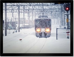 Poszterek keretben 40x30 Vonat a hóviharban Tél