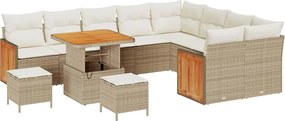 vidaXL Kerti Kanapé Szett párnával 13 pcs Beige és krém polirattan