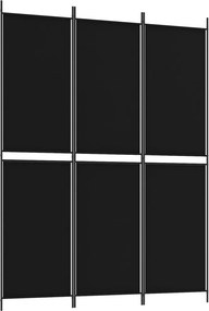 vidaXL 3 paneles fekete szövet térelválasztó 150 x 200 cm