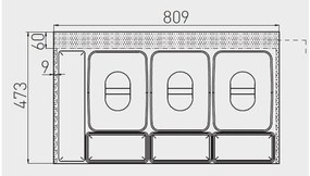 Hulladékgyűjtő GTV Multino 900, szelektív, utólag behelyezhető, 3*15 L edénnyel, fedéllel, tárolókkal