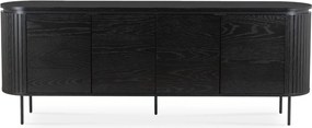 Komód 200 cm méretben, négyajtós kivitelben, fekete színben BECK