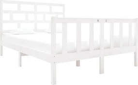 vidaXL Double fehér tömör fenyőfa ágykeret 135 x 190 cm
