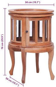 természetes színű tömör mahagóni vitrinszekrény 50 x 50 x 76 cm