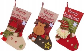 Karácsonyi Zokni Kandalló Ajándékok Nagy és Vastag 3D Díszek Szett 3 db