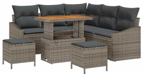 vidaXL Kerti Kanapé Szett párnával 8 pcs Szürke polirattan