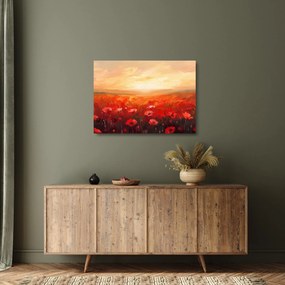 Üveg kép - Mező pipacsok (70x50 cm)