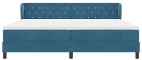 Boxspring Ágy Matraccal Sötétkék 200x200 cm Bársony