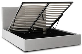 Łóżko 140x200 MARSYLIA Welurowe Kremowe Z Pojemnikiem