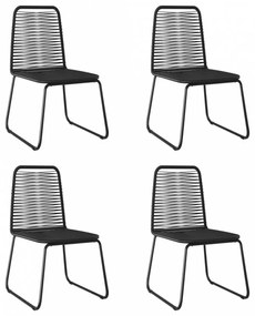 4 db fekete polyrattan kültéri szék