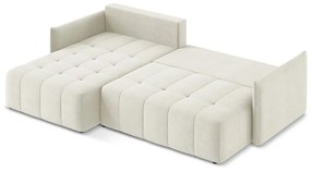 Bézs kinyitható-tárolóhelyes sarokkanapé (bal oldali-heverő résszel) Moku – Makamii