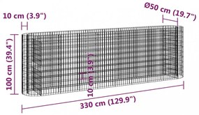 horganyzott vas gabion magaságyás 330x50x100 cm