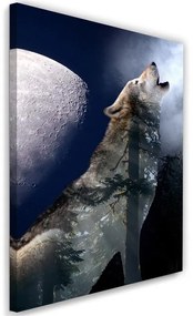 Gario Vászonkép Farkas üvölt éjszaka a Holdnak Méret: 40 x 60 cm