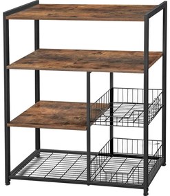 Konyhai polcos állvány MARGE barna/fekete
