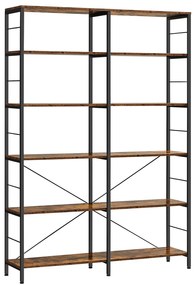 Könyvespolc, tárolópolc, rusztikus barna 172×120×30 cm