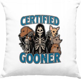 Certified gooner halál cica párna fehér