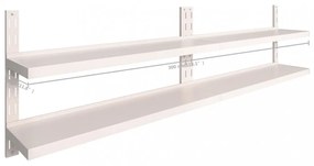2 db kétszintes rozsdamentes acél fali polc 300 x 30 cm