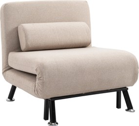 HOMCOM Kanapéágy, Összecsukható Szék Ágyfunkcióval, Hátpárnázott, Hajtogatható Fekvőszék, Állítható Támla, Max. 150 kg Teherbírás, Beige | Aosom
