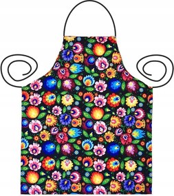 Népi Konyhai Kötény Vadász Mintás, Fekete