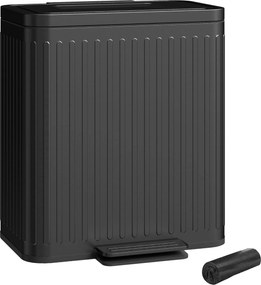 HOMCOM 40 l dupla pedálos szemetes — 2 x 20 l, kivehető belső vödrök, lassan záródó fedél — fekete | Aosom