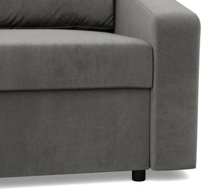 Zeus sarokkanapé, 2 ágyneműtartóval, döntött kartámasz, bársony, univerzális oldal, bonell töltet, világosszürke