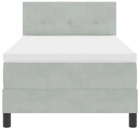 Boxspring Ágy Mattress-szel és LED Fénnyel Szürke 90x200 cm Bársony