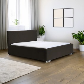 Kárpitozott ágy tárolóval és LUKS matraccal Sötétbarna 180x200 cm