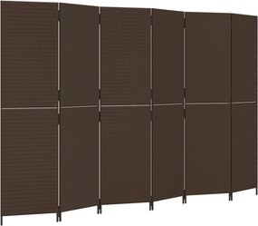 vidaXL barna 6-paneles polyrattan térelválasztó