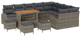 vidaXL Kerti Kanapé Szett párnával 13 pcs Szürke polirattan