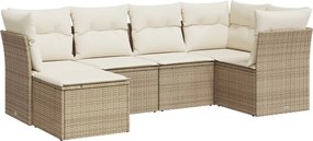 vidaXL 6 részes bézs polyrattan kerti ülőgarnitúra párnával