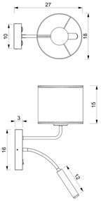 Fali lámpa LOFT SHADE 1xE27/60W+1xG9/8W/230V fekete/arany