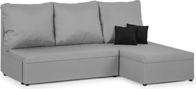 TOMI Háromszemélyes kinyitható sarokkanapé Világosszürke/fekete